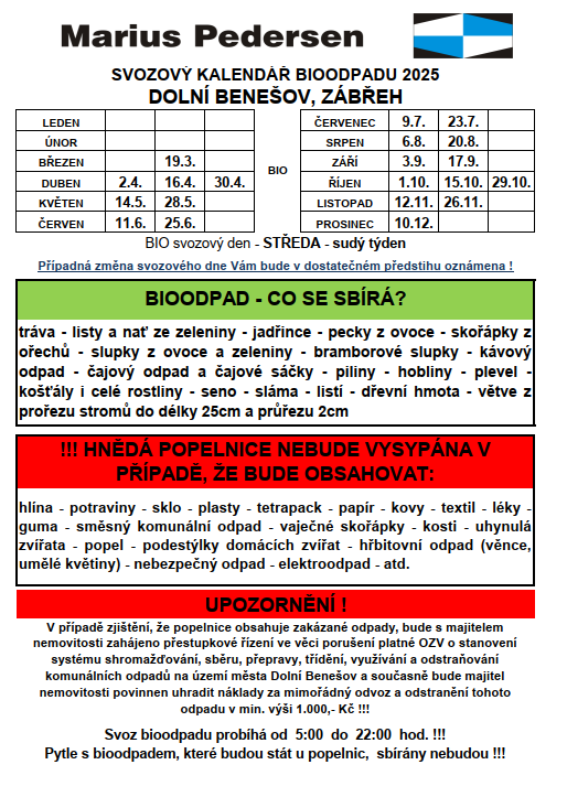 Svoz BIO odpadu 2025