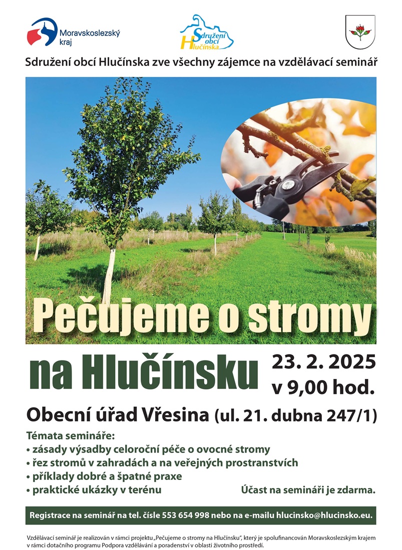 Plakáty na vzdělávací semináře 'Pečujeme o stromy na Hlučínsku'